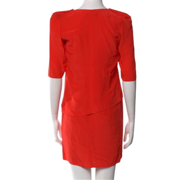 MAJE Hebrides Silk Georgette Mini Dress in Vibrant Orange Size Small - Picture 4 of 8